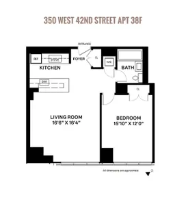 $1,178,000 | 350 West 42nd Street, Unit 38F | Hell's Kitchen