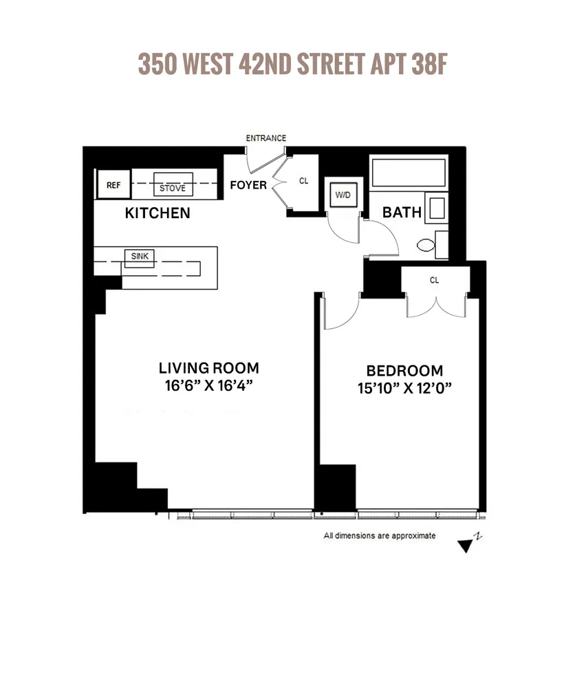 $1,178,000 | 350 West 42nd Street, Unit 38F | Hell's Kitchen