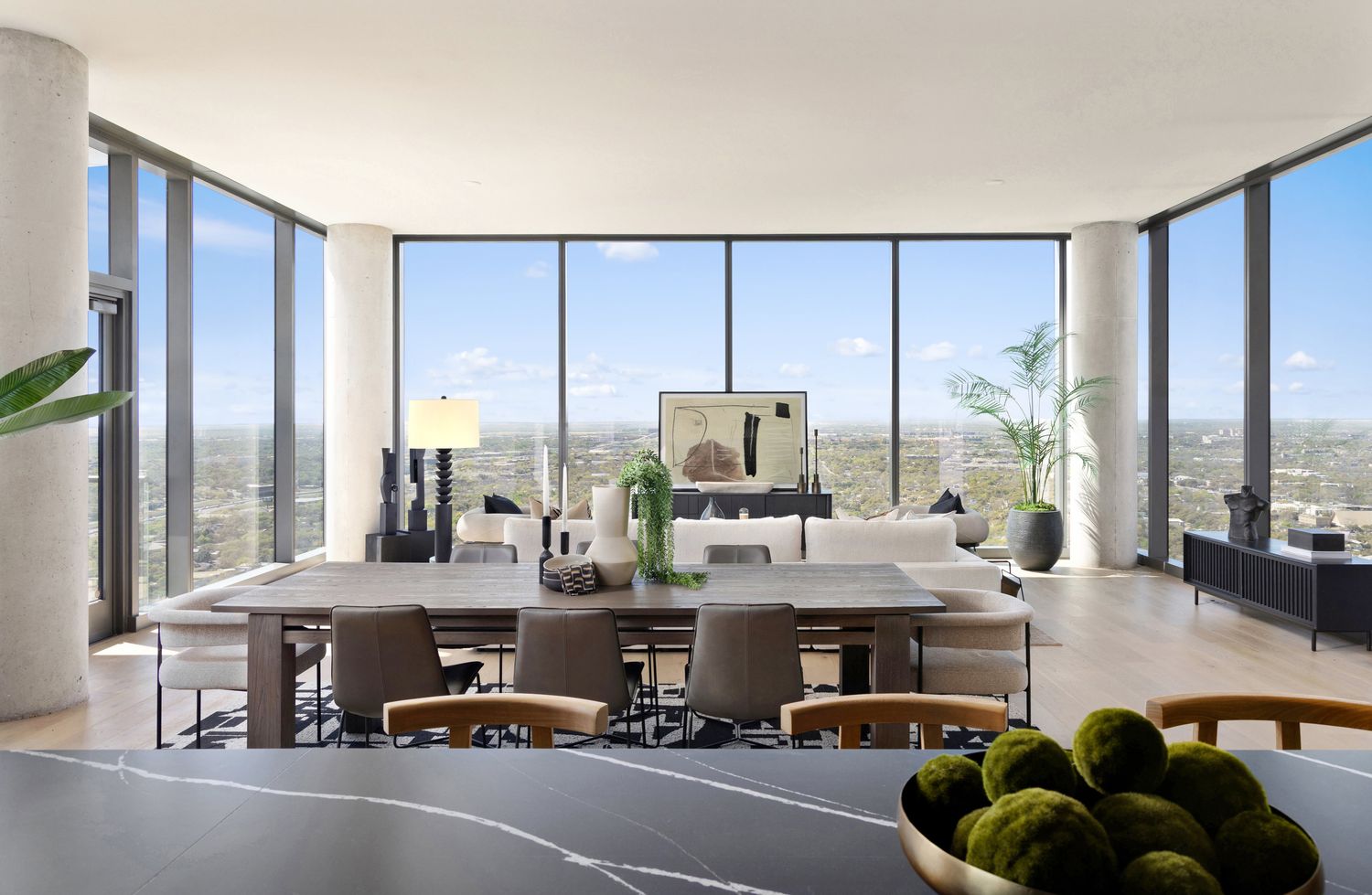 a room with gym equipment and a large window