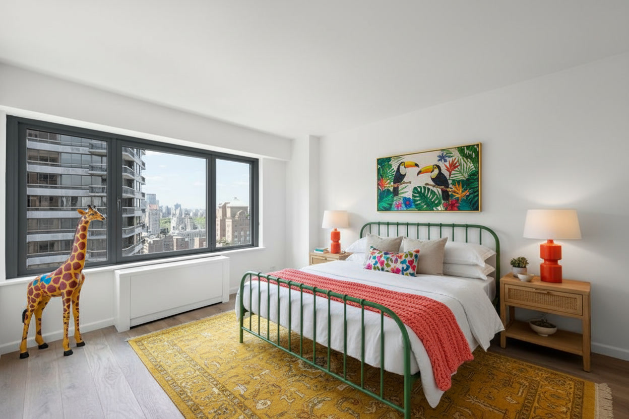 200 East 62nd Street, Unit 27A Manhattan, NY 10065 - Photo 9 of 19 a bedroom with a bed and a window