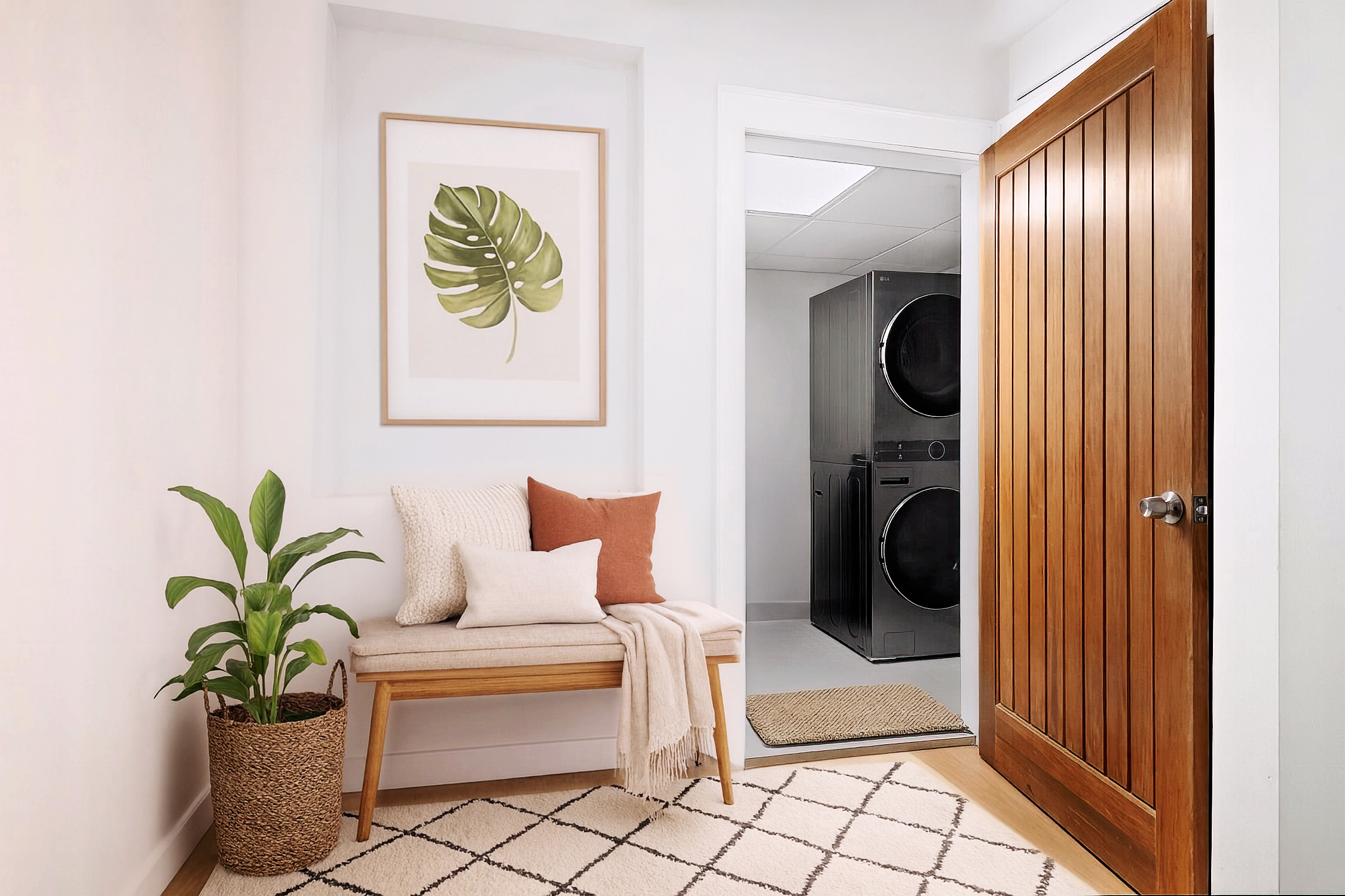 110 West 17th Street, 5th Floor Manhattan, NY 10011 - Photo 4 of 9 a hallway with a bench and a potted plant