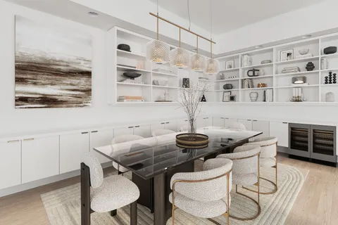 a table and chairs in a room