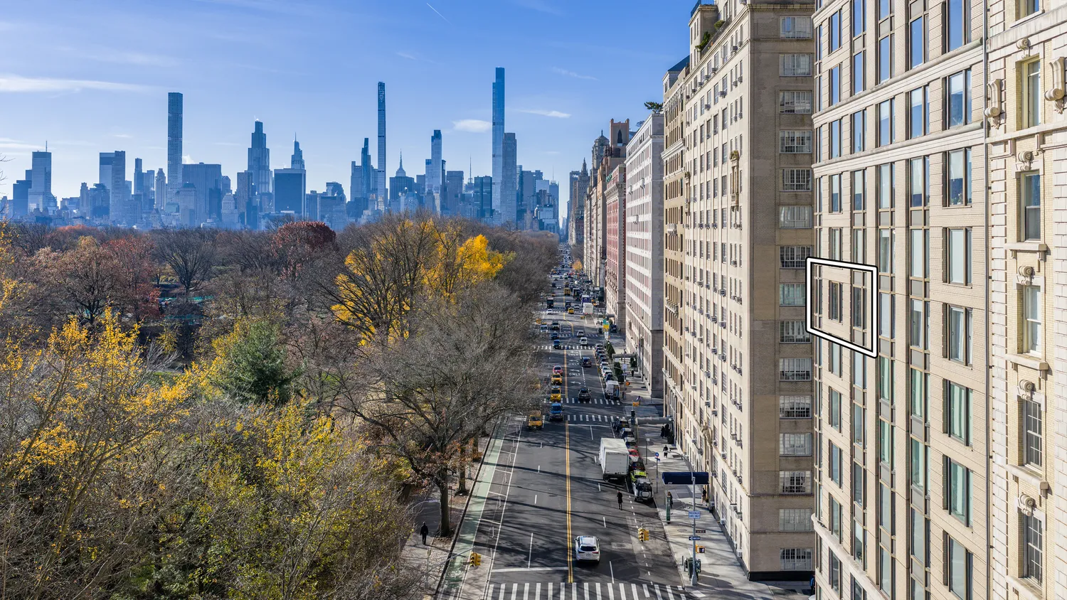 a view of a city with tall buildings