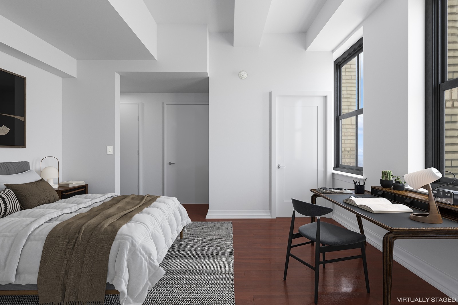 1 Hanson Place, Unit 25C Brooklyn, NY 11243 - Photo 3 of 18 a bedroom with a bed and a table