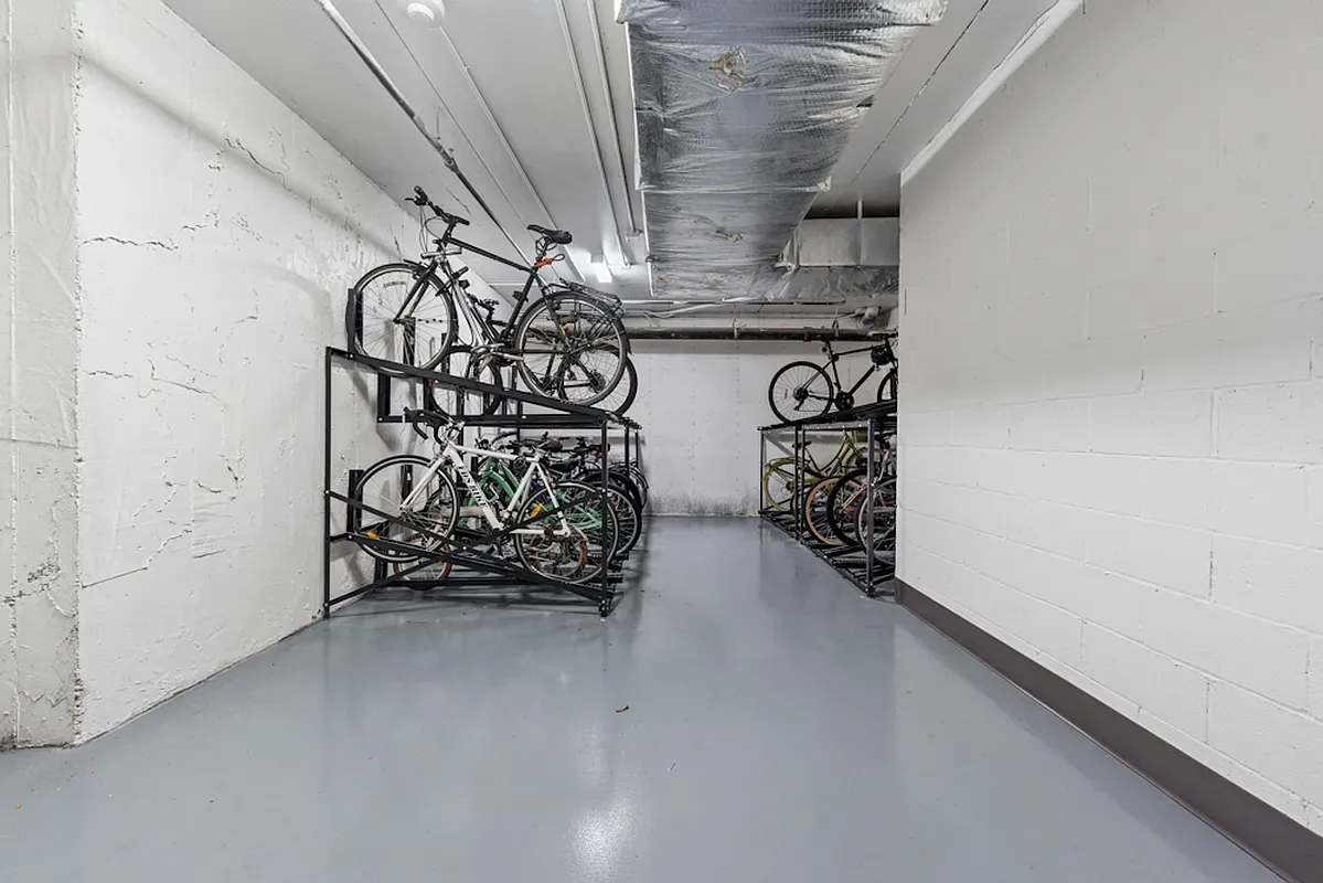 a garden view with a seating space