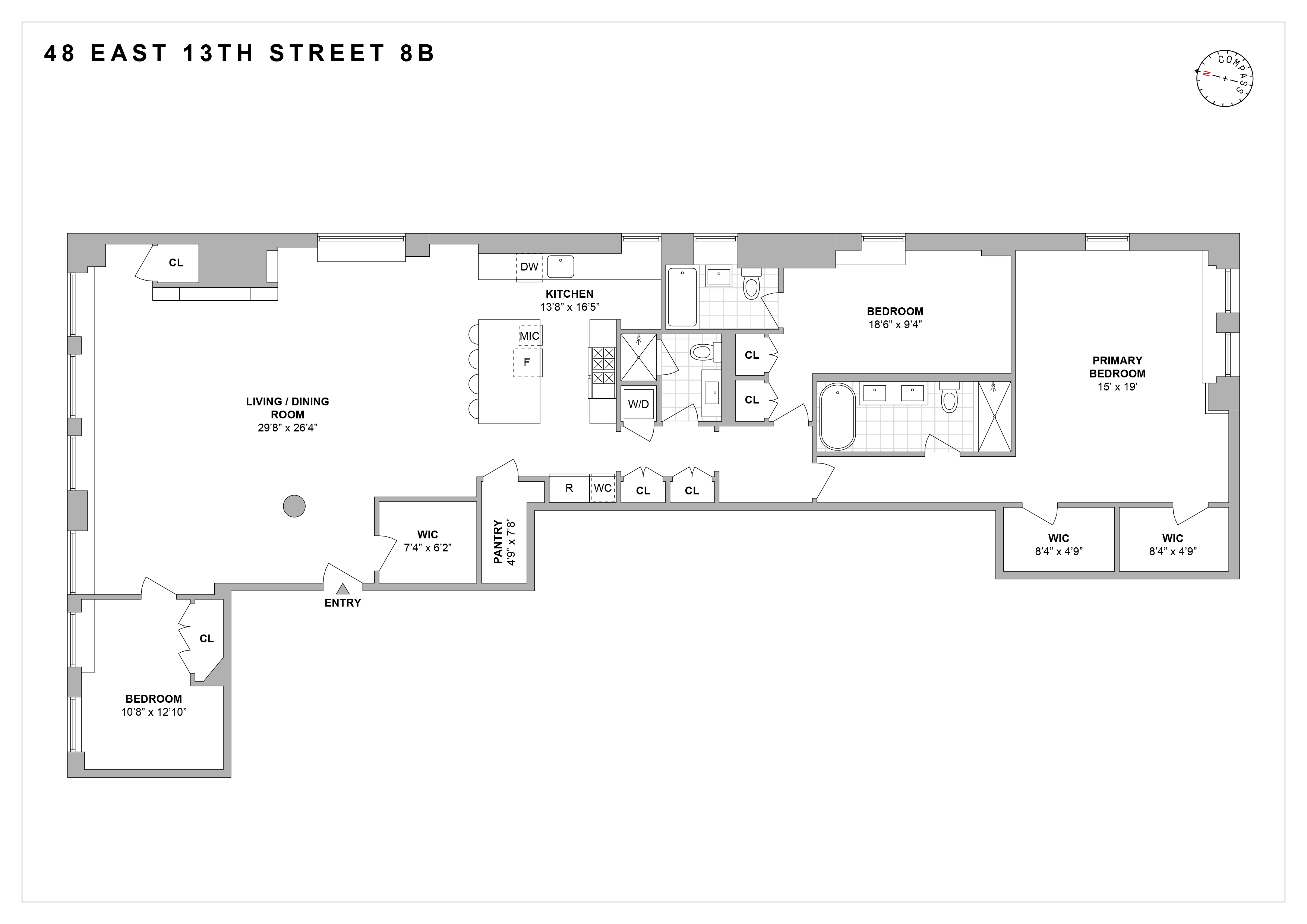 48 East 13th Street, Unit 8B Manhattan, NY 10003 - Photo 14 of 14 a picture of a floor plan