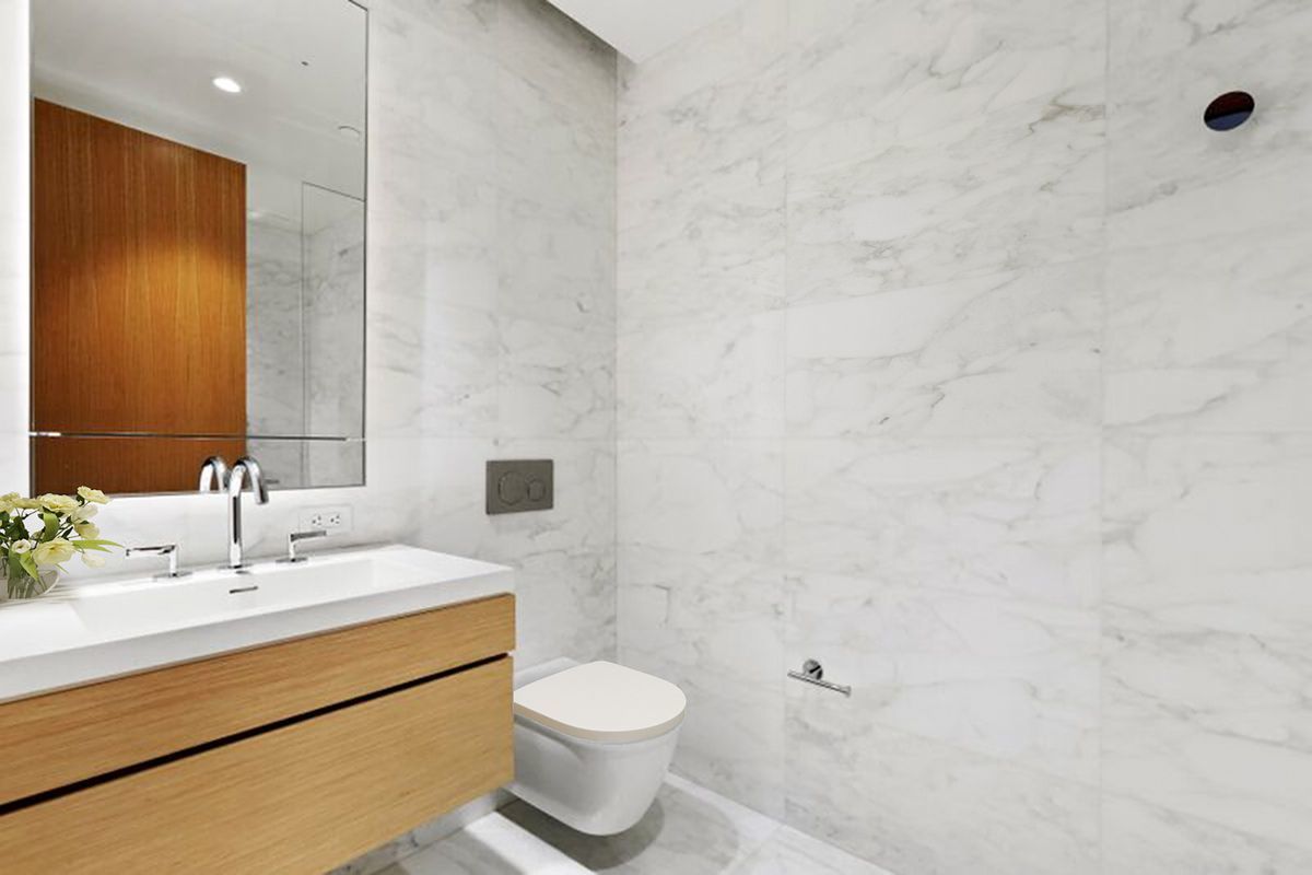 565 Broome Street, Unit N6I Manhattan, NY 10013 - Photo 4 of 15 a bathroom with a sink a toilet and shower