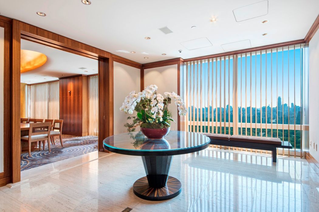 25 Columbus Circle, Unit 75A Manhattan, NY 10019 - Photo 24 of 36 a living room with furniture and a potted plant
