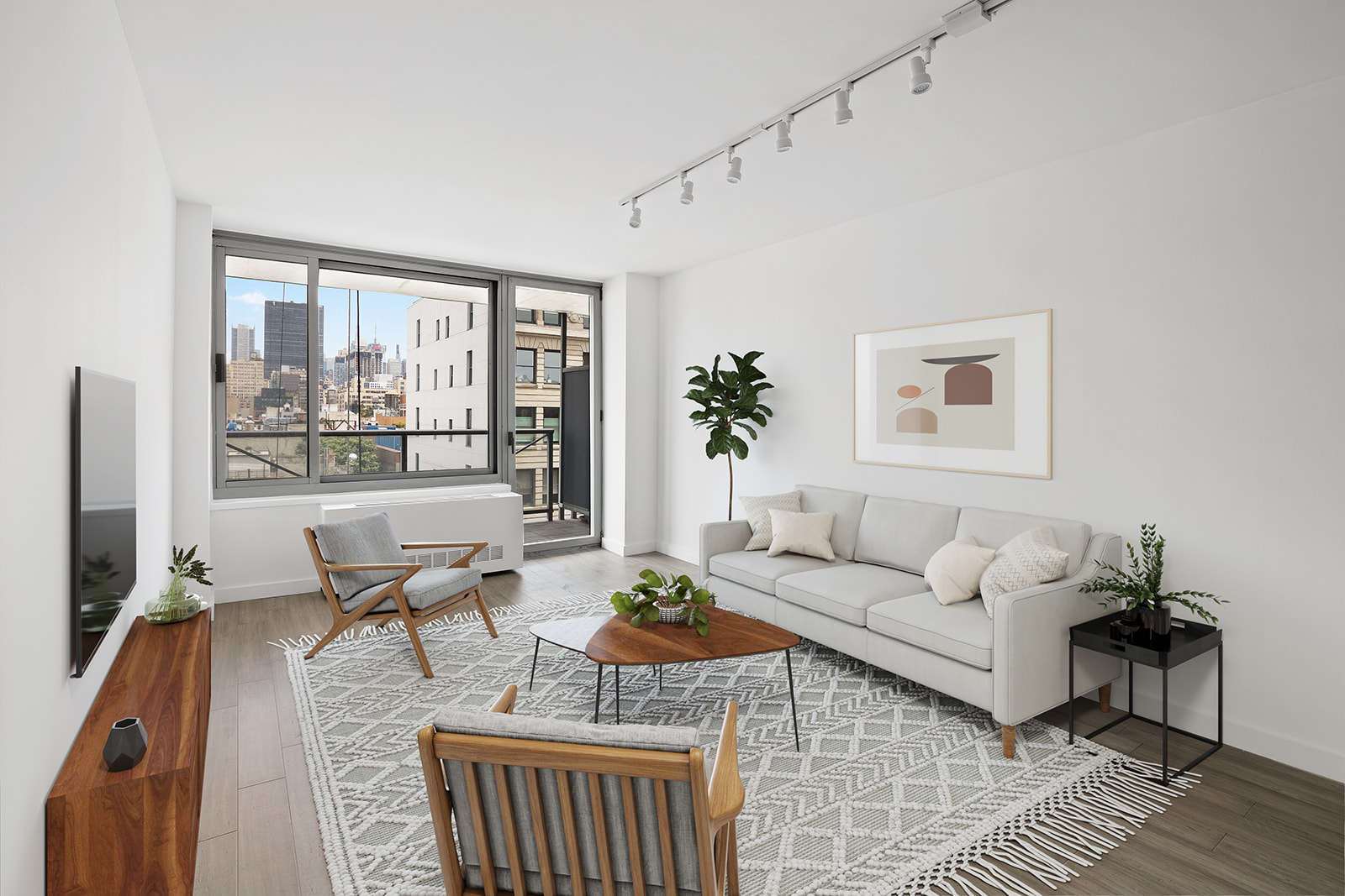 270 West 17th Street, Unit 9A Manhattan, NY 10011 - Photo 1 of 6 a living room with furniture wooden floor and a table