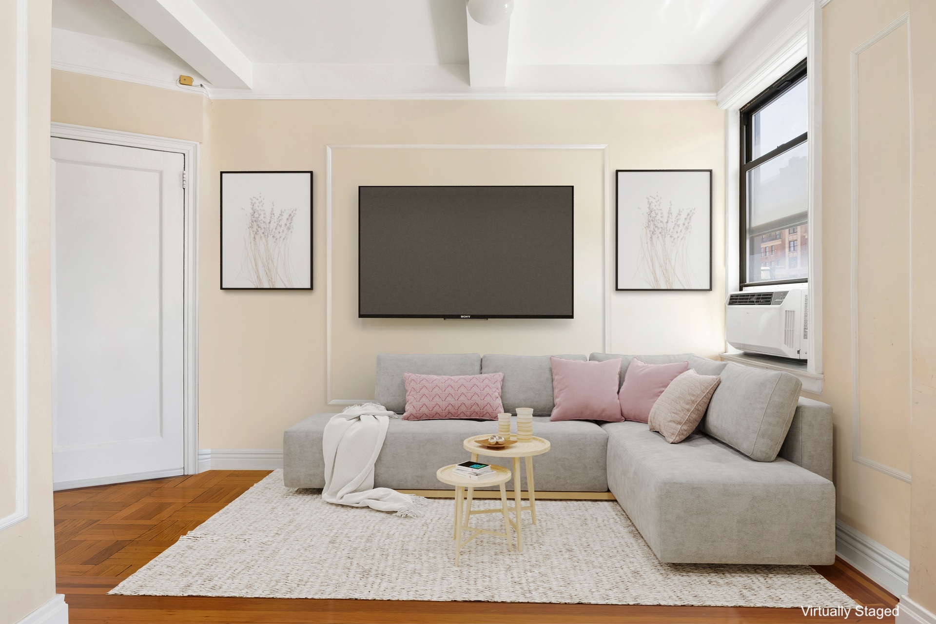 20 West 72nd Street, Unit 1106B Manhattan, NY 10023 - Photo 5 of 10 a living room with furniture and a flat screen tv