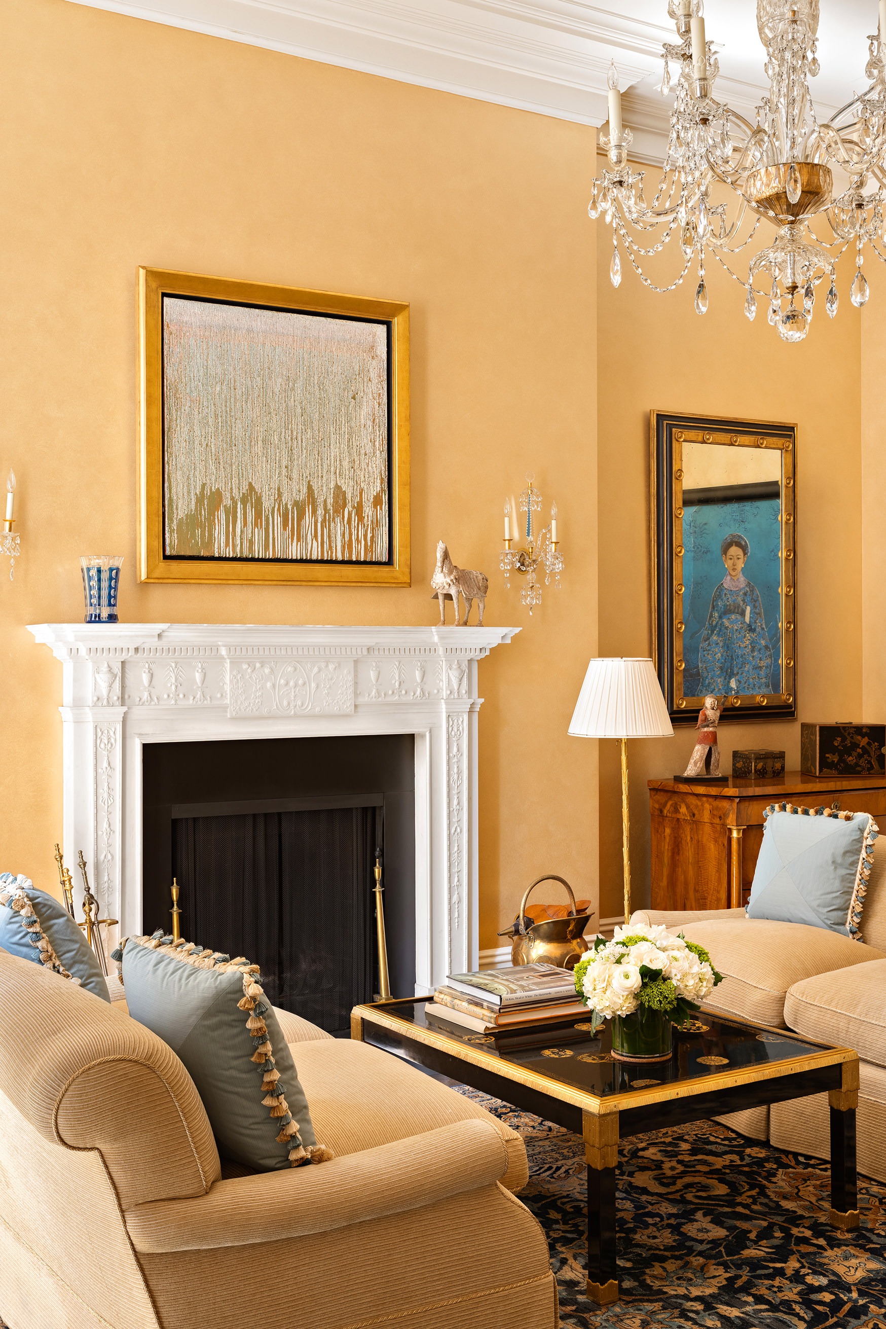 127 East 73rd Street Manhattan, NY 10021 - Photo 14 of 40 a living room with furniture and a fireplace