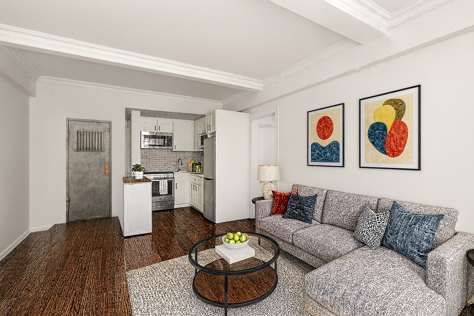 5 Tudor City Place, Unit 1132 Manhattan, NY 10017 - Photo 4 of 9 a living room with furniture and a rug