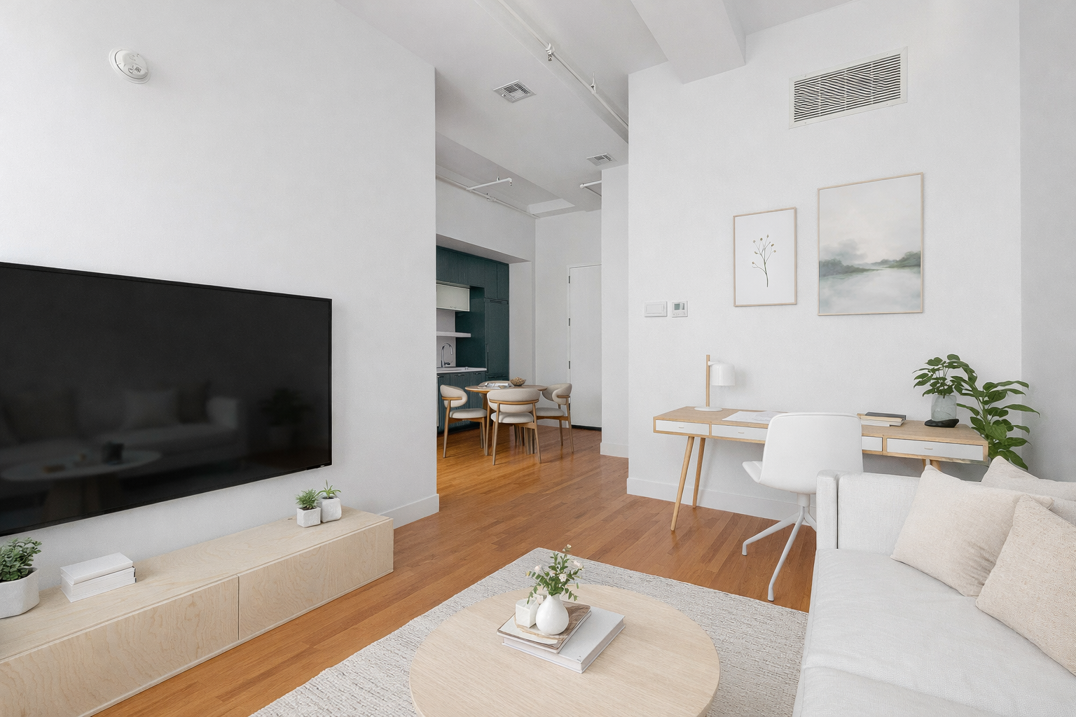 180 Bainbridge Street, Unit 110 Brooklyn, NY 11233 - Photo 3 of 23 a living room with furniture and a flat screen tv