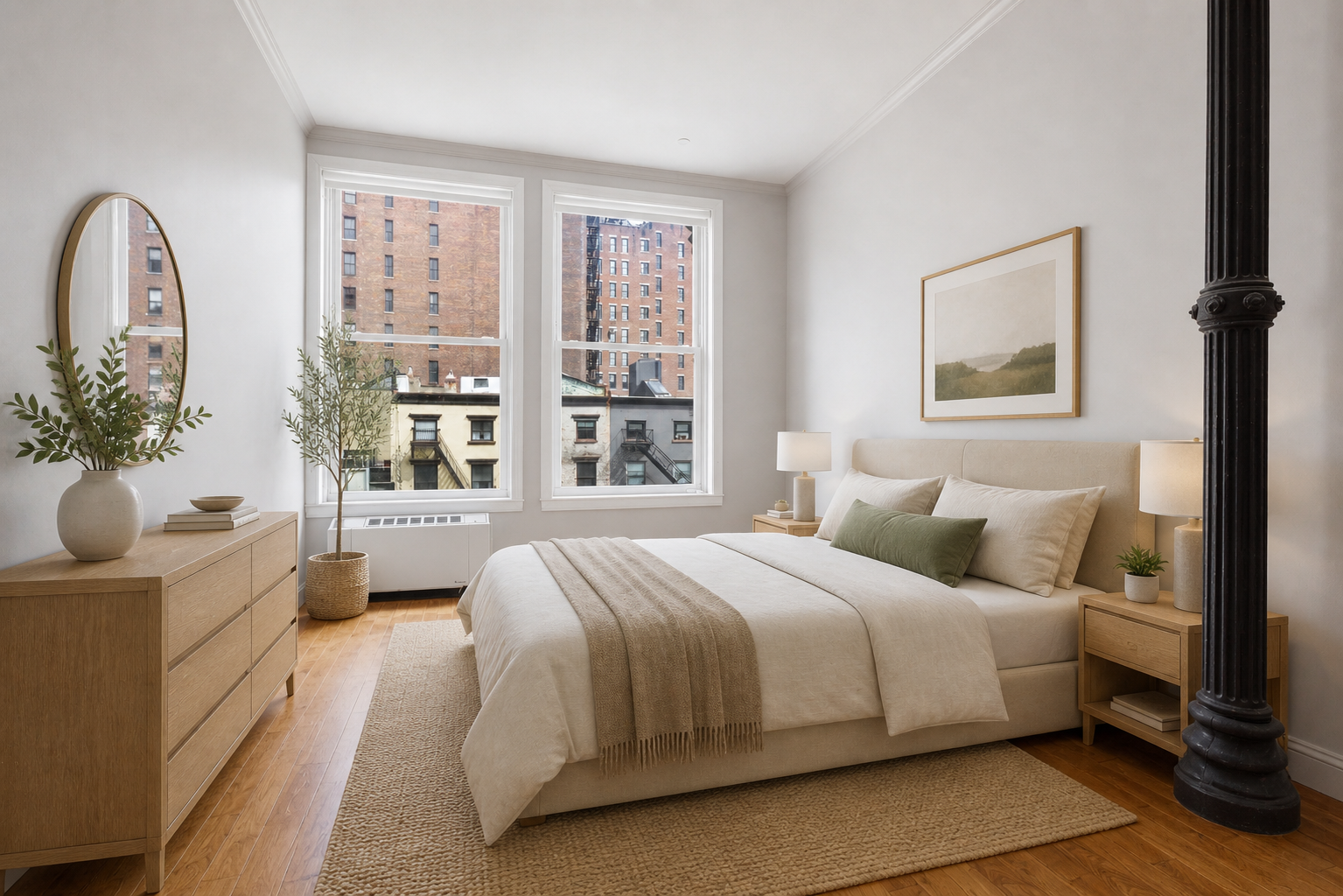 655 6th Avenue, Unit 3D Manhattan, NY 10010 - Photo 8 of 20 a bedroom with a large bed and windows