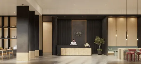 a living room with furniture a flat screen tv and a large window