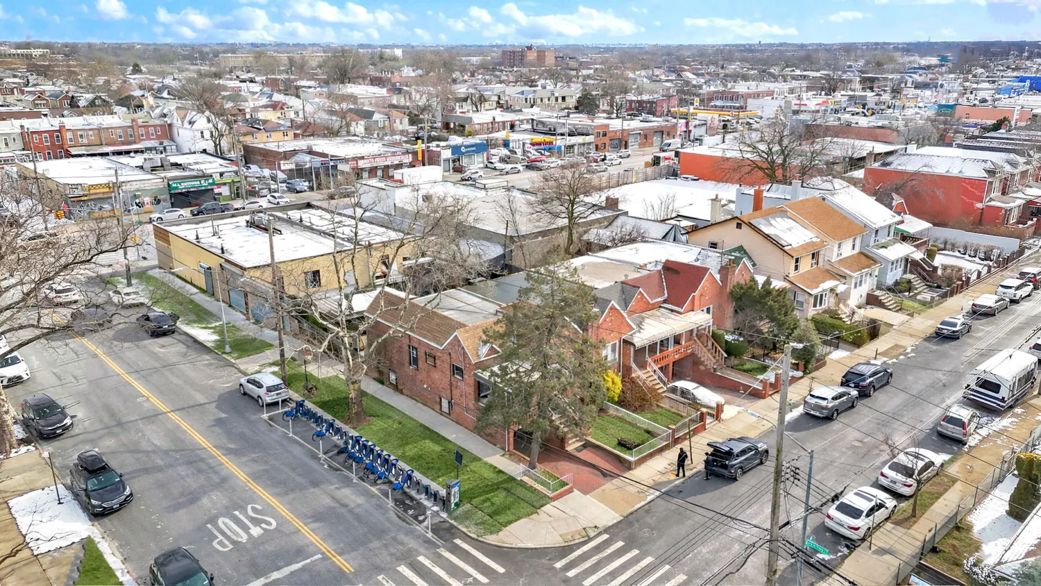 an aerial view of multiple houses