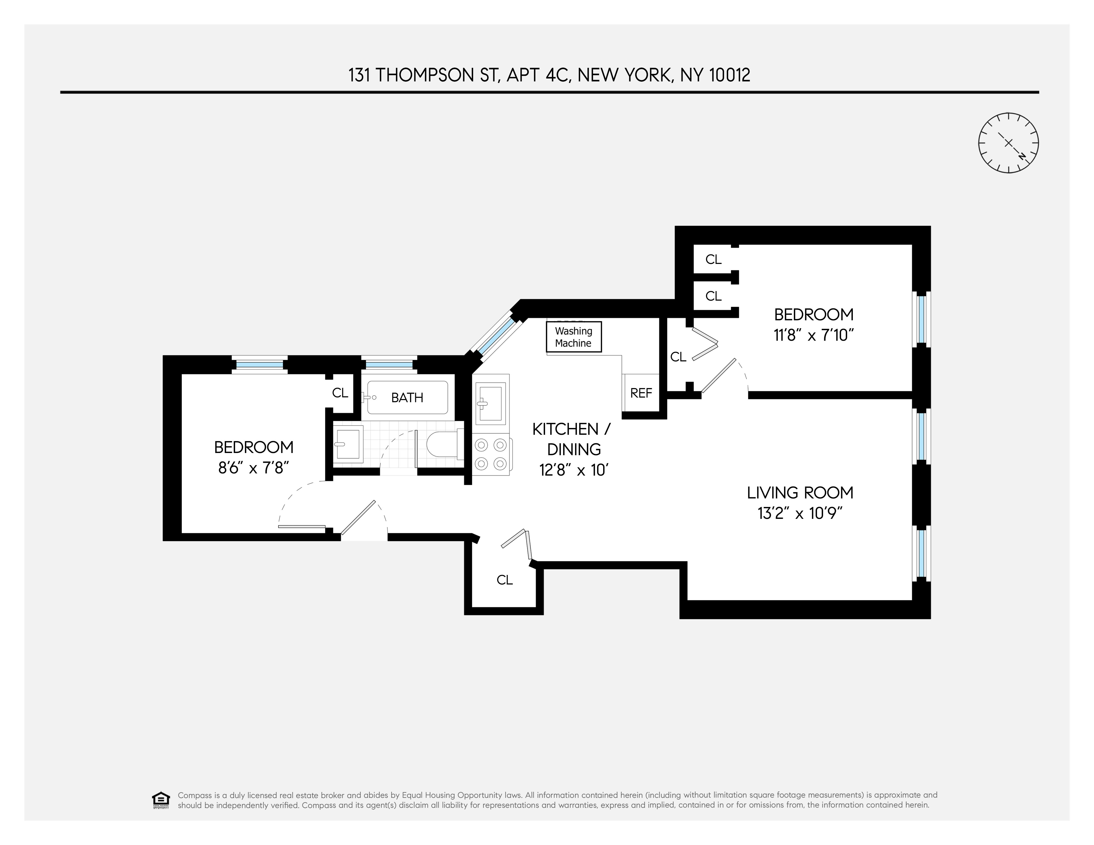131 Thompson Street, Unit 4C Manhattan, NY 10012 - Photo 9 of 9 a picture of a floor plan