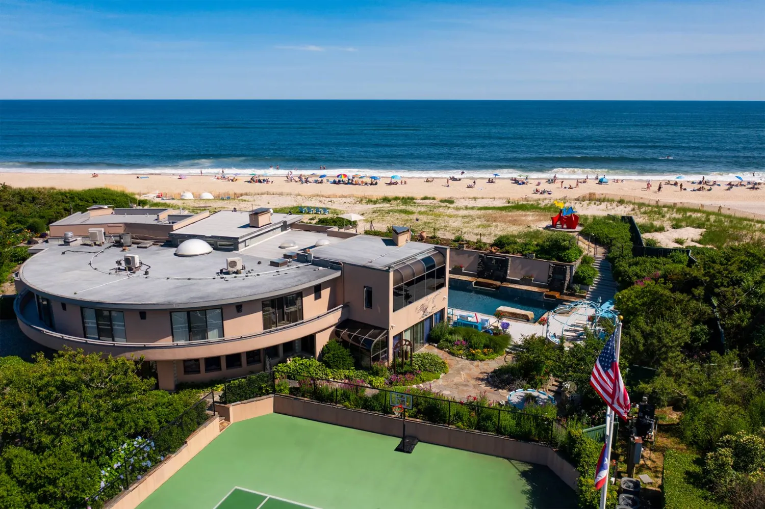 a view of a swimming pool with lounge chairs