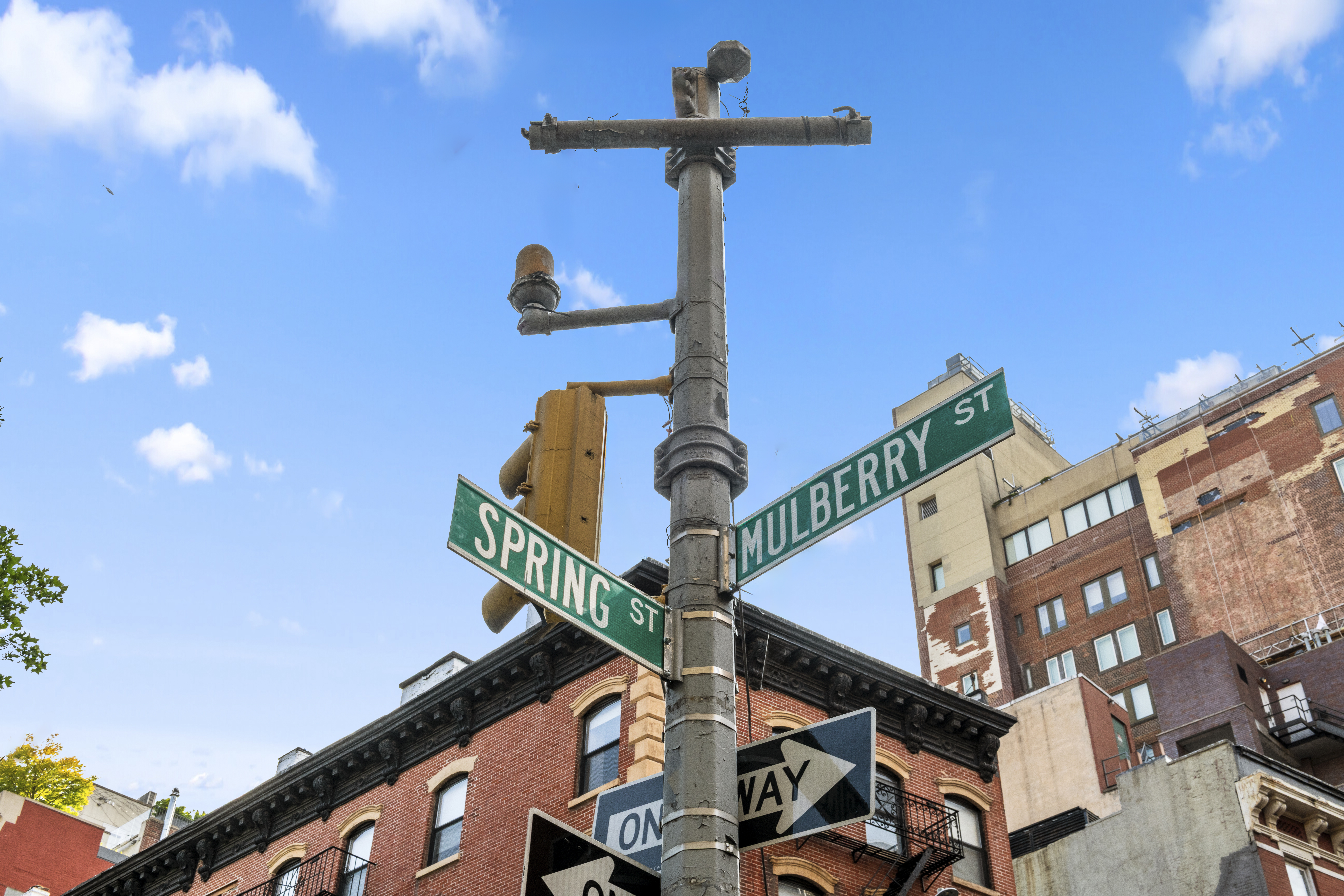 214 Mulberry Street, Unit 6B Manhattan, NY 10012 - Photo 11 of 12 a street sign on a pole
