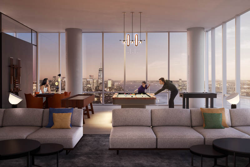 15 Hudson Yards, Unit 66F Manhattan, NY 10001 - Photo 10 of 23 a living room with furniture and large windows