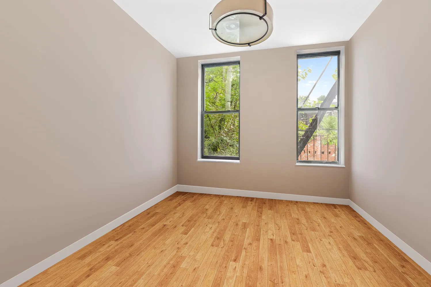 an empty room with windows