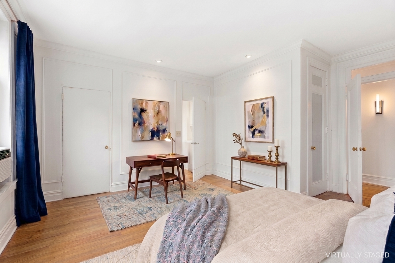 17 East 97th Street, Unit 5A Manhattan, NY 10029 - Photo 12 of 25 a living room with furniture a dining table and wooden floor