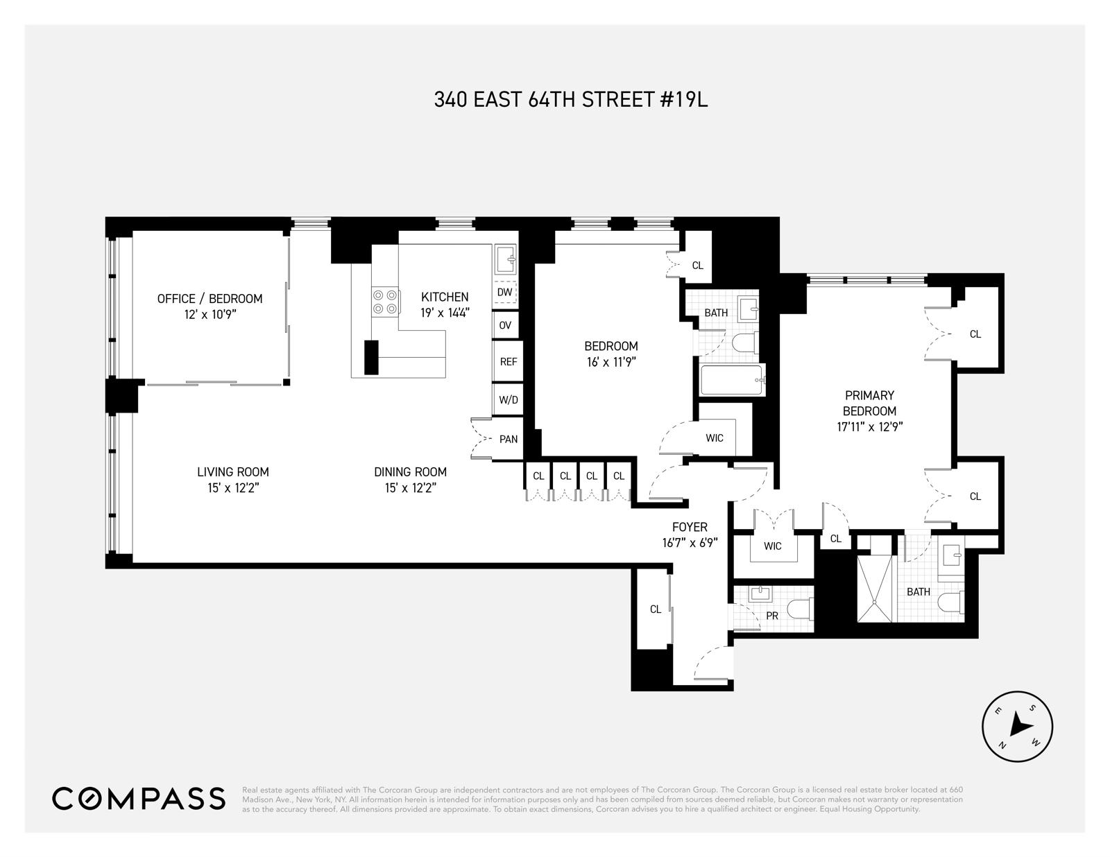 340 East 64th Street, Unit 19L Manhattan, NY 10065 - Photo 17 of 17 a picture of a floor plan