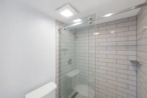 a bathroom with a shower