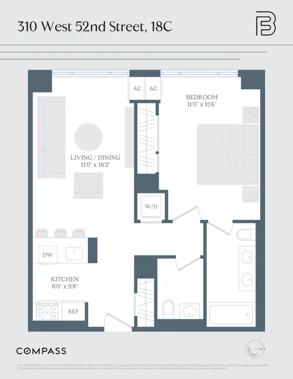 $5,500 | 310 West 52nd Street, Unit 18C | Hell's Kitchen