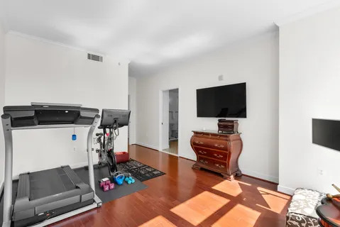 a view of a building from a balcony