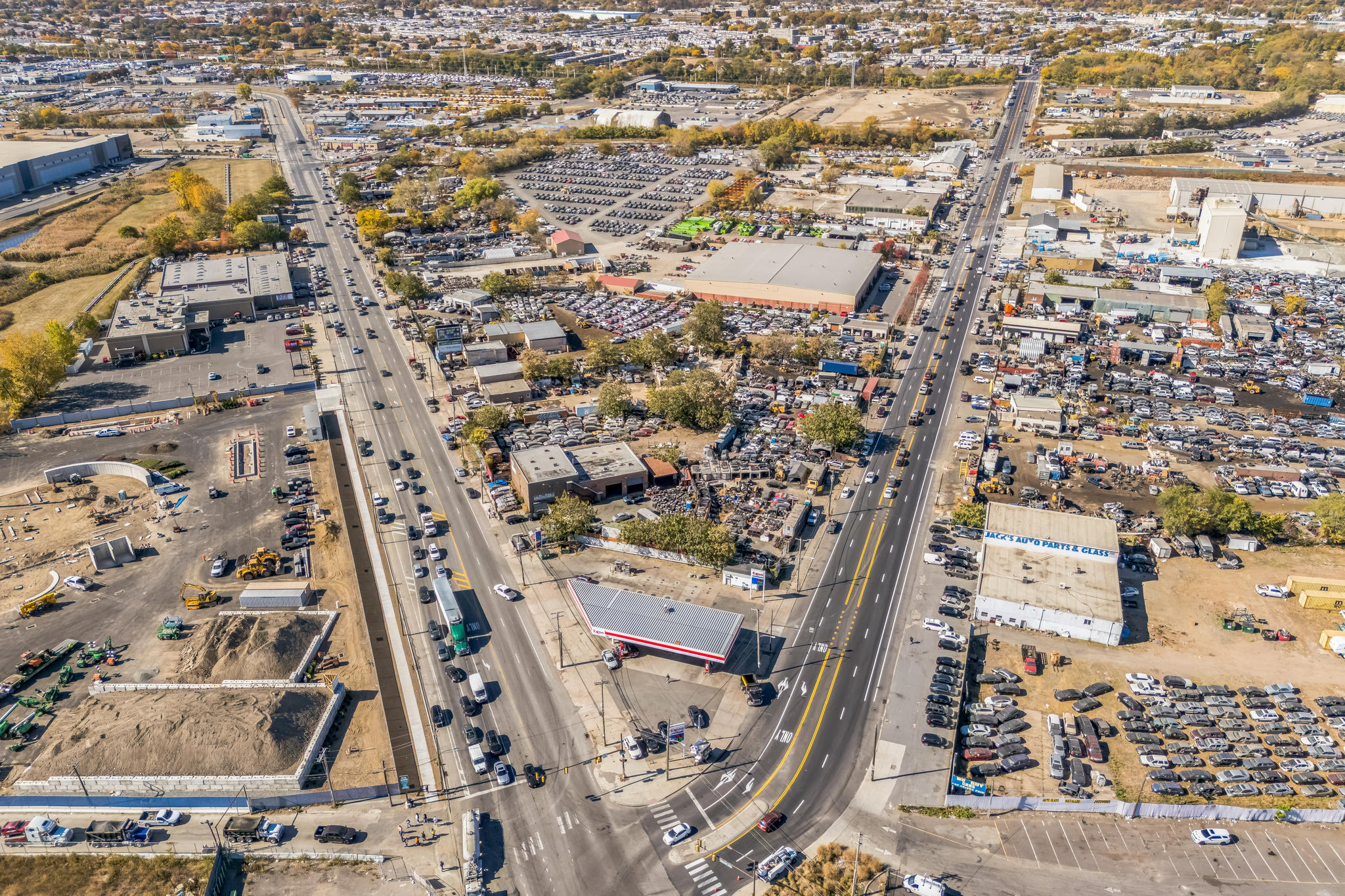 an aerial view of a city