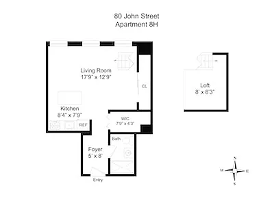 80 John Street, Unit 8H Manhattan, NY 10038 - Photo 6 of 6 a picture of a bench in a white wall