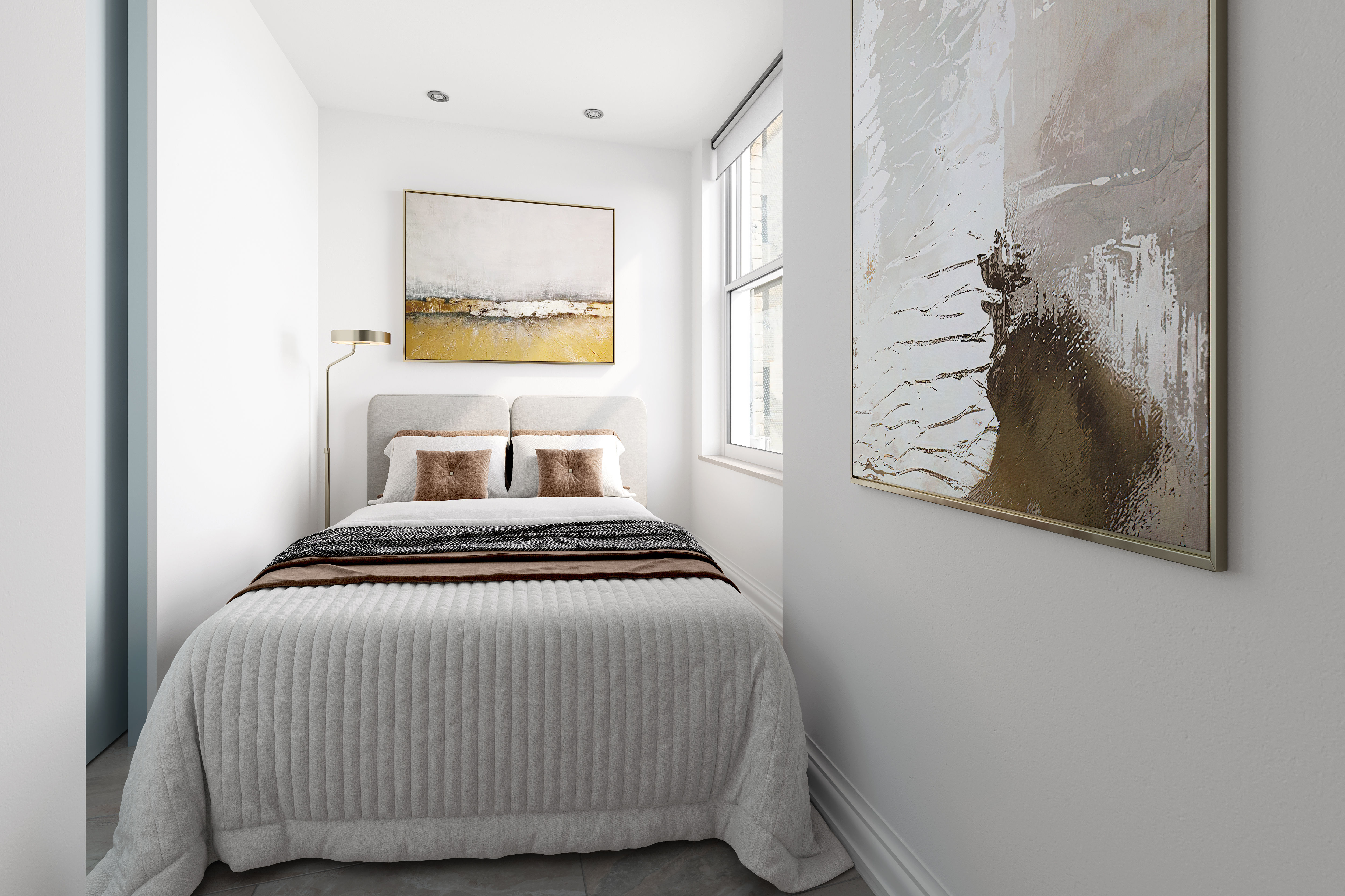 4 Lexington Avenue, Unit 8J Manhattan, NY 10010 - Photo 2 of 8 a bedroom with a bed and painting on the wall