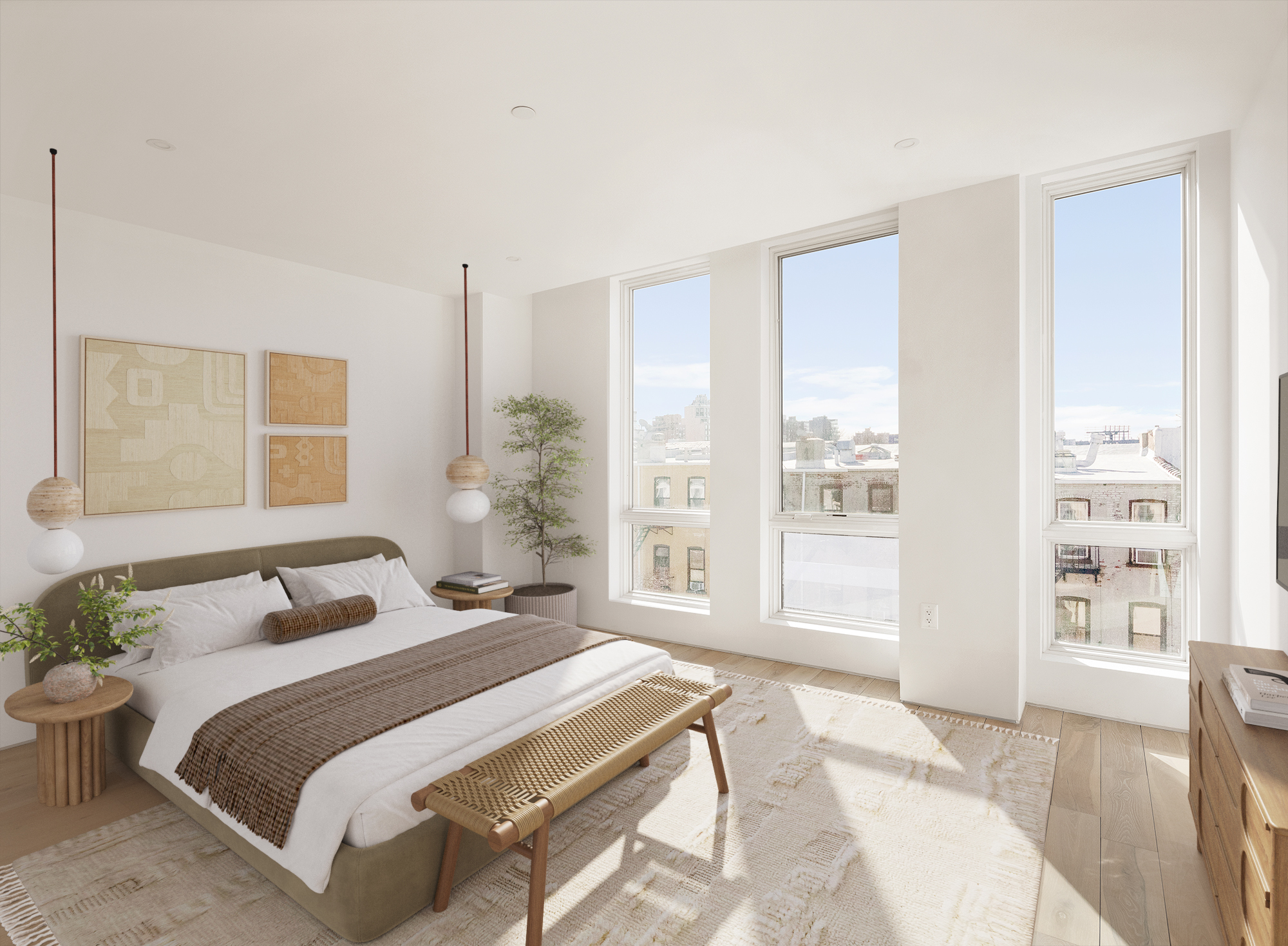 136 14th Street, Unit 5B Brooklyn, NY 11215 - Photo 3 of 9 a bedroom with a large bed and a large window