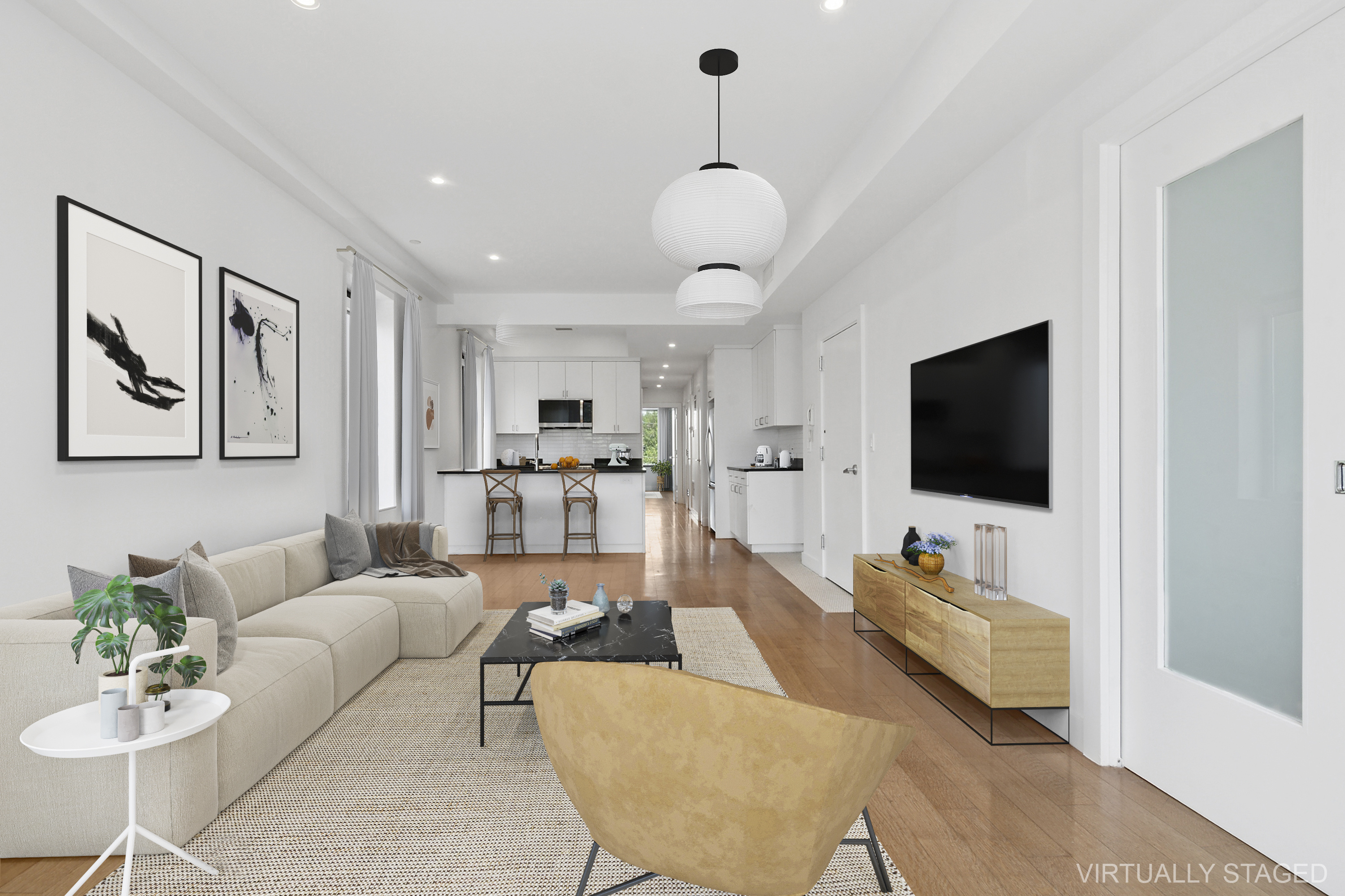 162 Beard Street, Unit 3 Brooklyn, NY 11231 - Photo 5 of 12 a living room with furniture and a flat screen tv