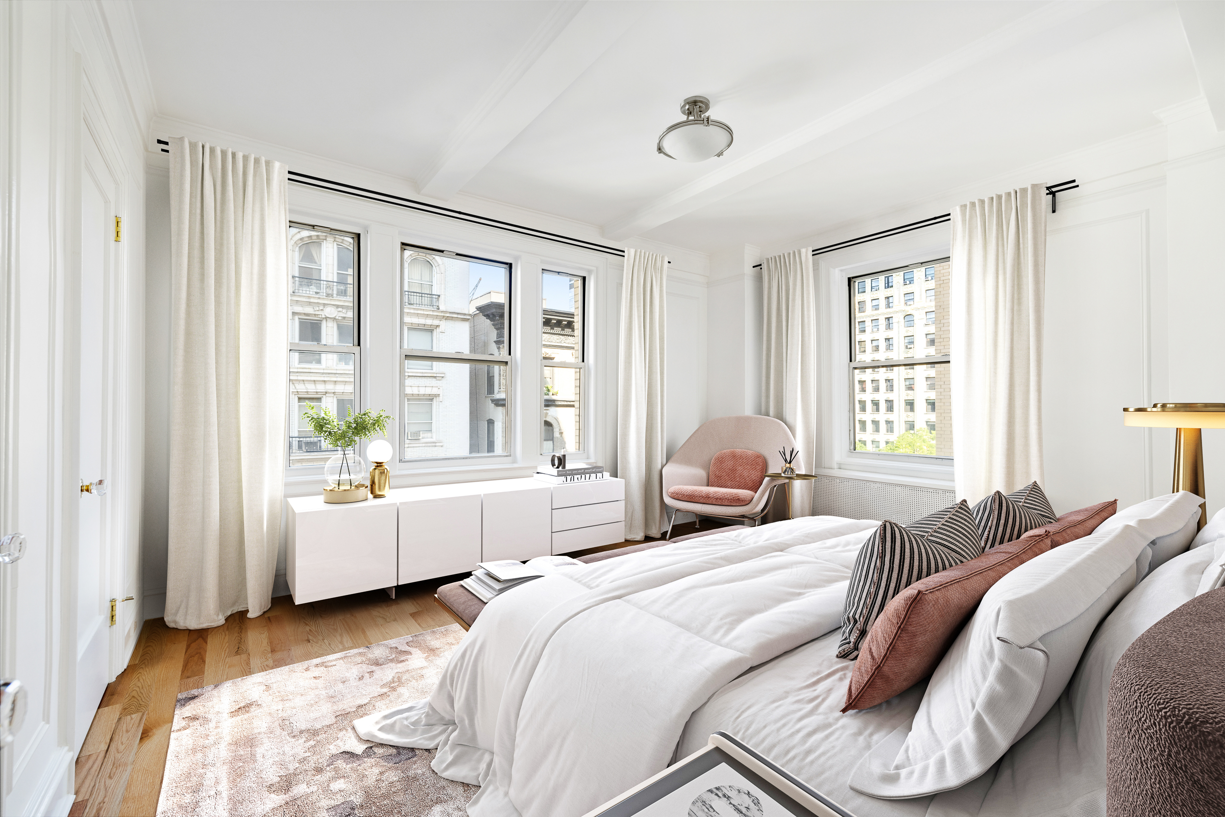 240 West 98th Street, Unit 7D Manhattan, NY 10025 - Photo 3 of 14 a bedroom with two beds and a large window