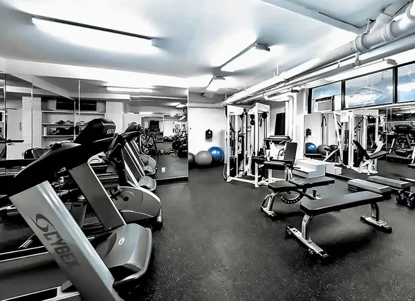 a view of a room with gym equipment