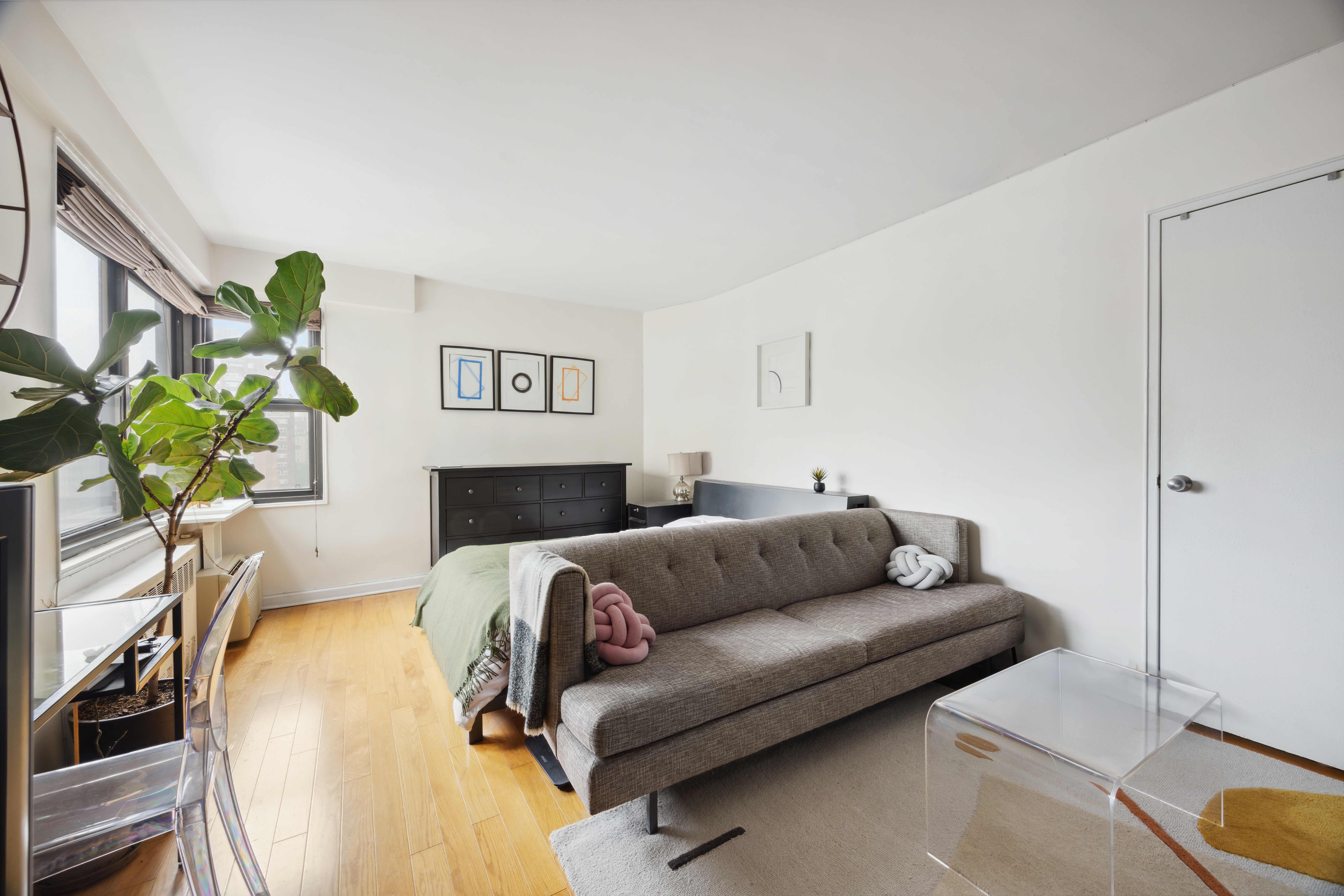 240 East 76th Street, Unit 14A Manhattan, NY 10021 - Photo 2 of 8 a living room with furniture and a potted plant