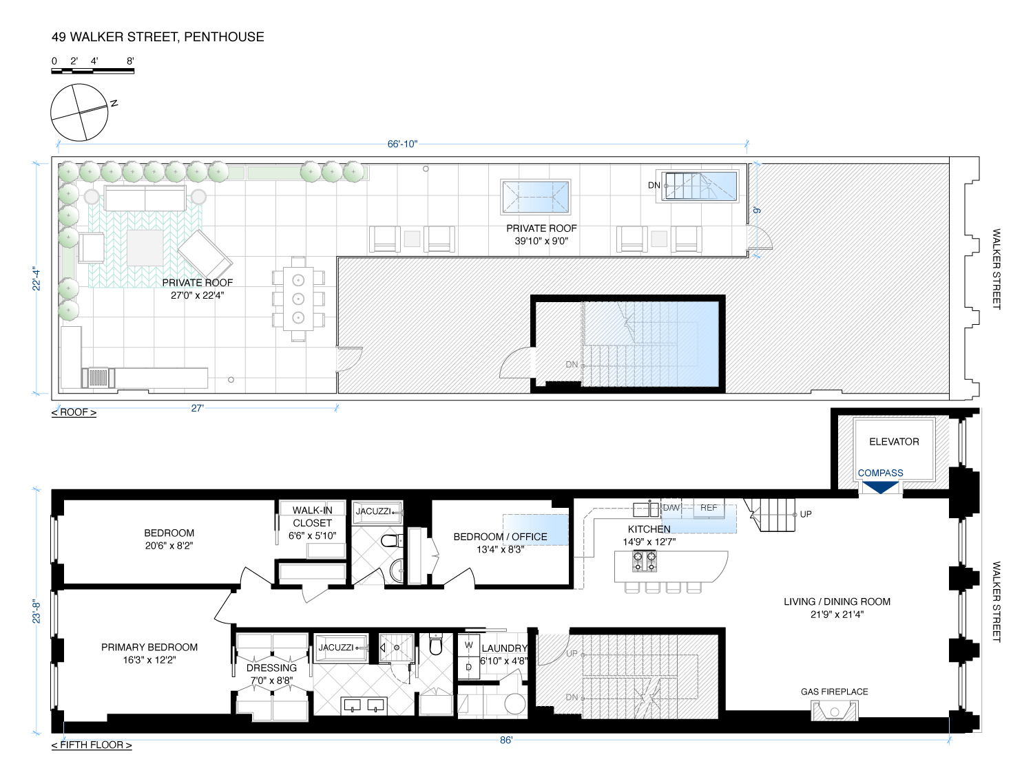 49 Walker Street, Unit PH Manhattan, NY 10013 - Photo 14 of 14 a black and white photo of a living room