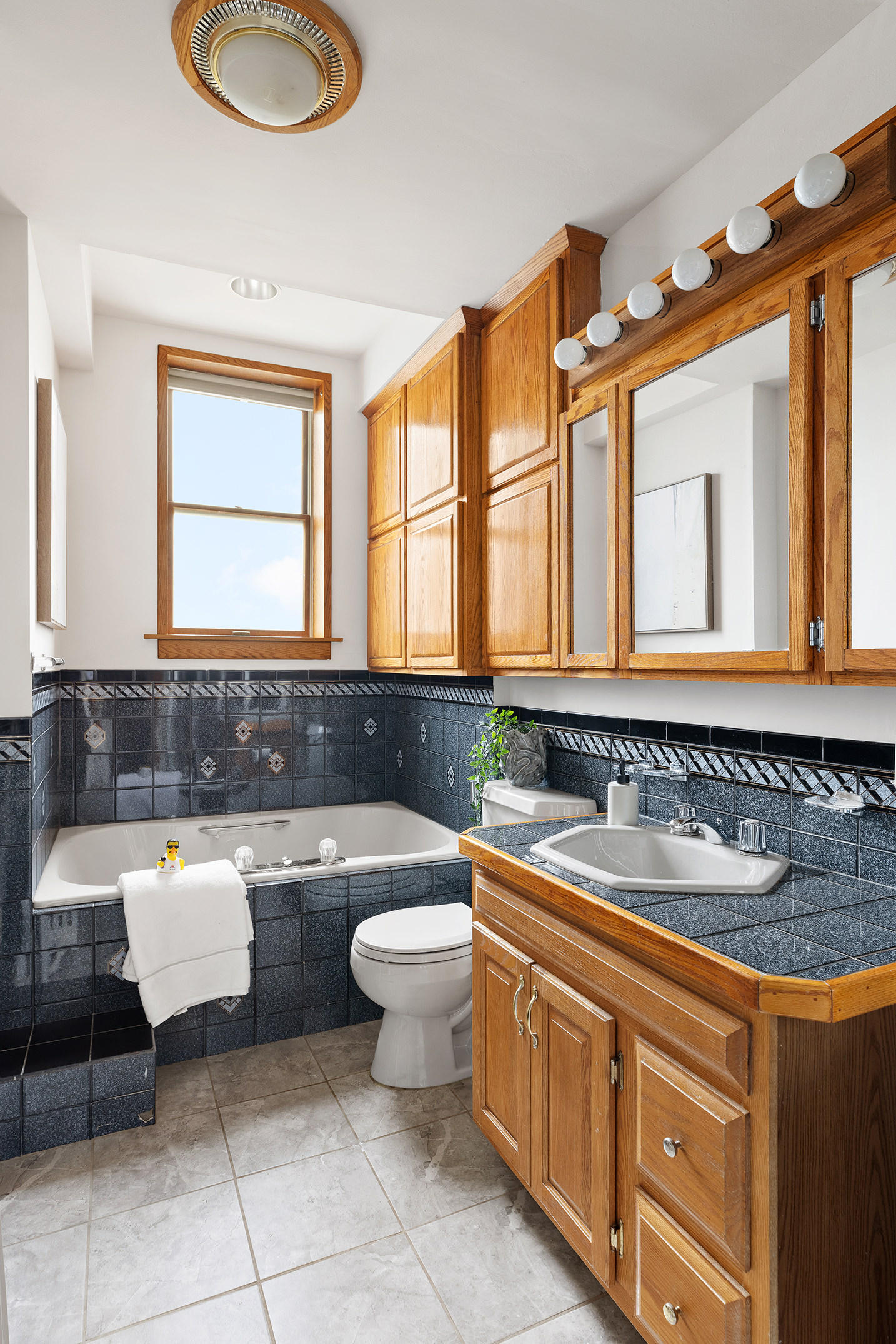 115 A 2nd Place Brooklyn, NY 11231 - Photo 13 of 27 a bathroom with a granite countertop sink and a bathtub