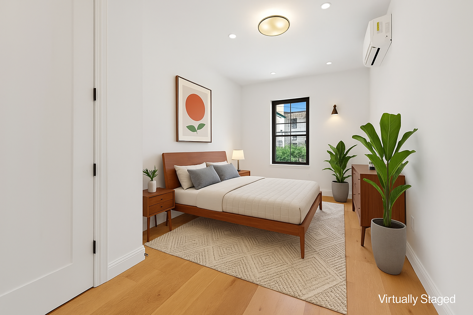 297 Howard Avenue, Unit 2 Brooklyn, NY 11233 - Photo 4 of 13 a bedroom with a bed and a potted plant