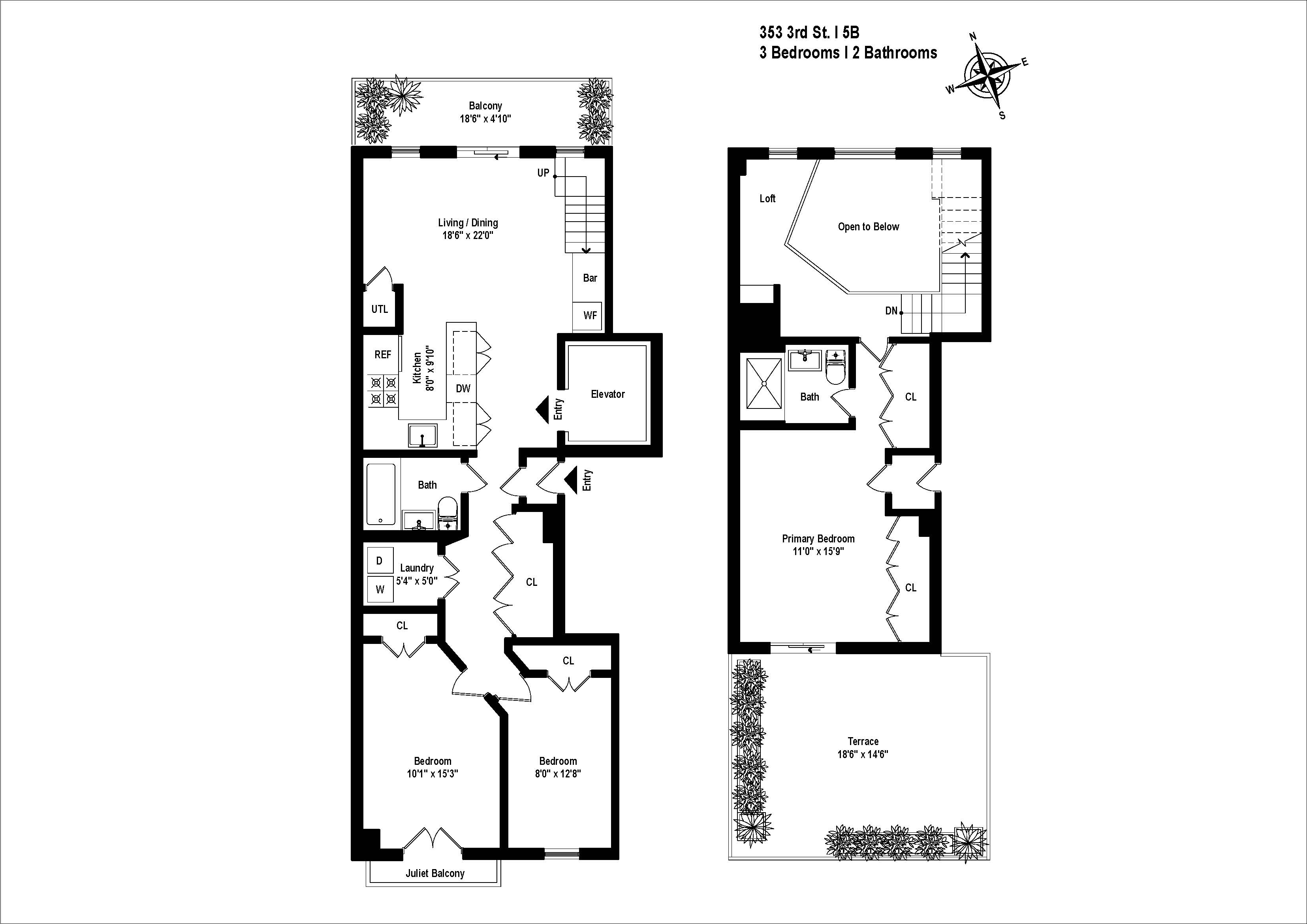 353 3rd Street, Unit B5B Brooklyn, NY 11215 - Photo 22 of 22 a picture of a floor plan