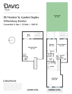 $1,735,000 | 26 Monitor Street, Unit 1 | Williamsburg