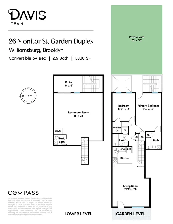 $1,735,000 | 26 Monitor Street, Unit 1 | Williamsburg