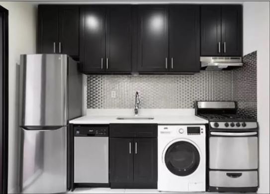 943 Columbus Avenue, Unit 2C Manhattan, NY 10025 - Photo 1 of 5 a kitchen with stainless steel appliances a refrigerator sink and cabinets