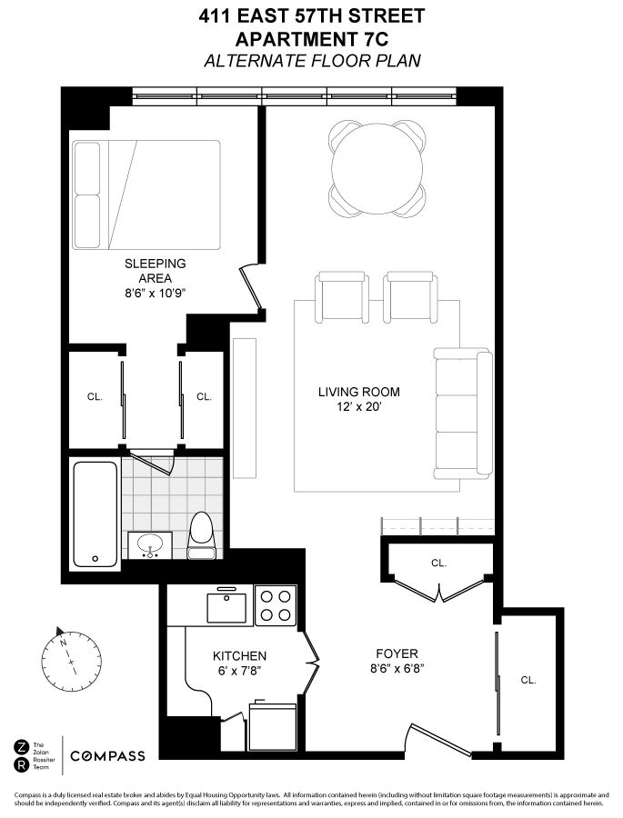 411 East 57th Street, Unit 7C Manhattan, NY 10022 - Photo 9 of 9 a picture of a floor plan