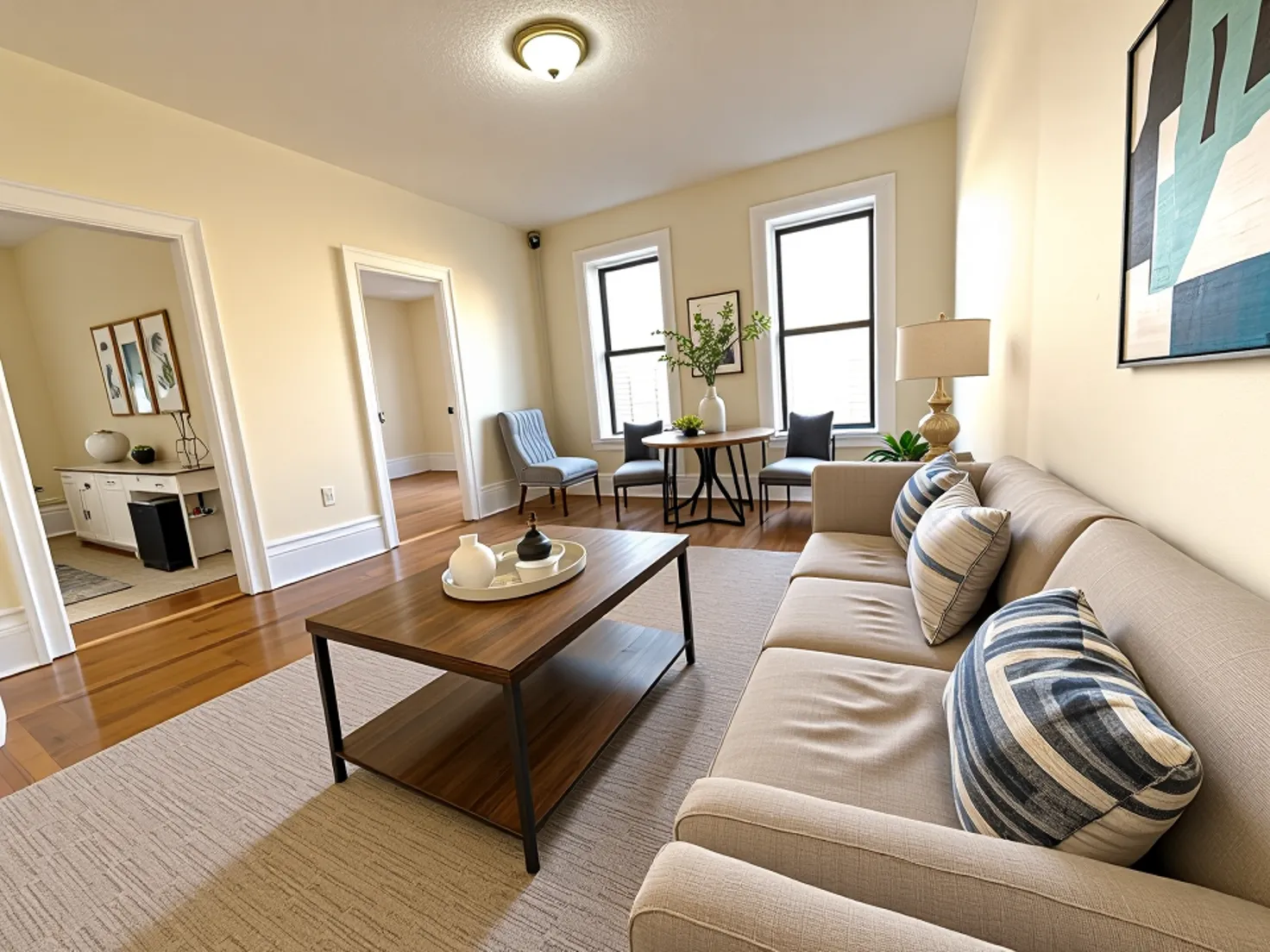 a living room with furniture and a flat screen tv