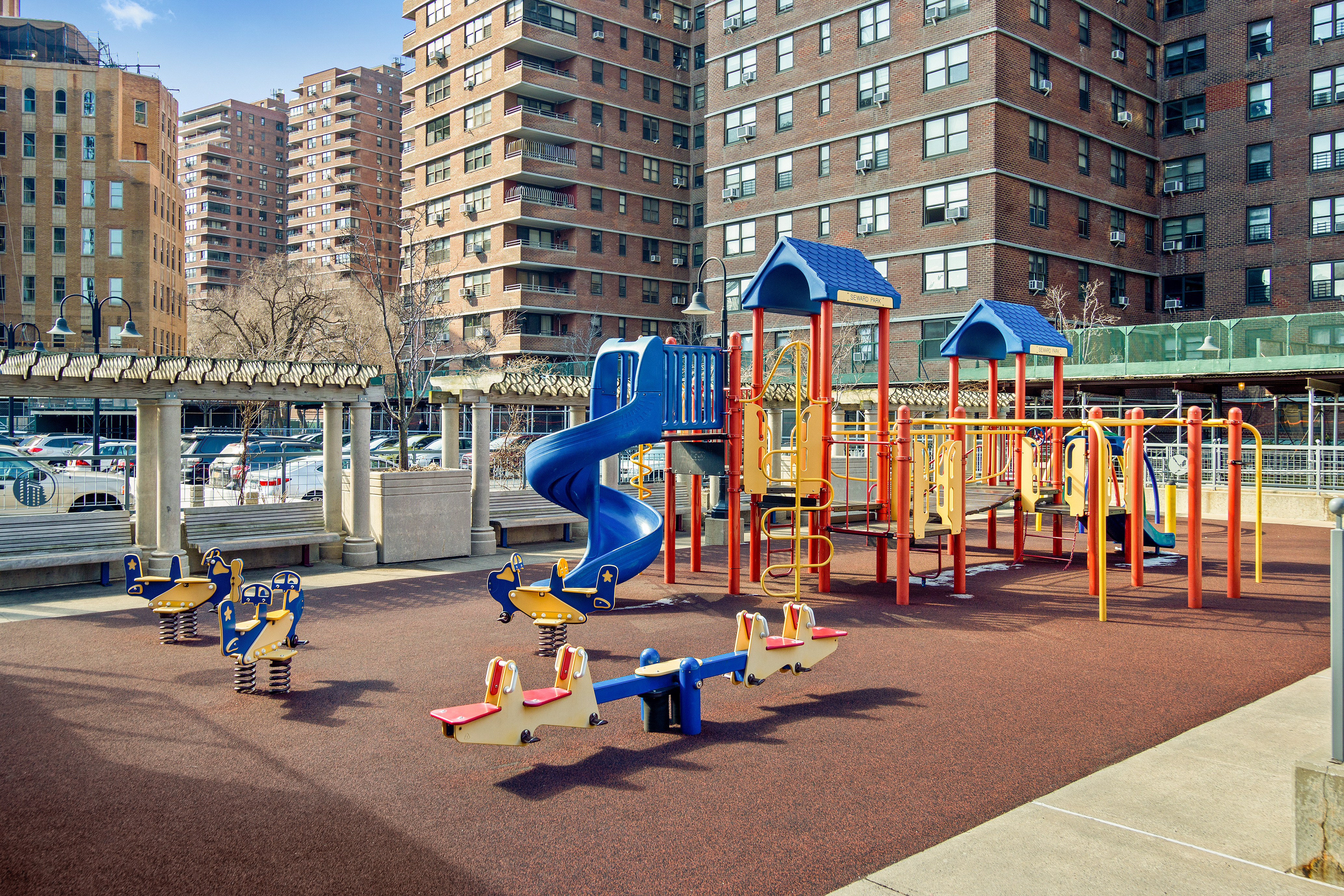 417 Grand Street, Unit D1801 Manhattan, NY 10002 - Photo 22 of 23 a view of a building with gym equipment