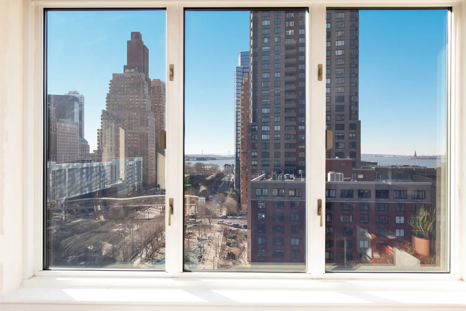 a view of a balcony with a bench