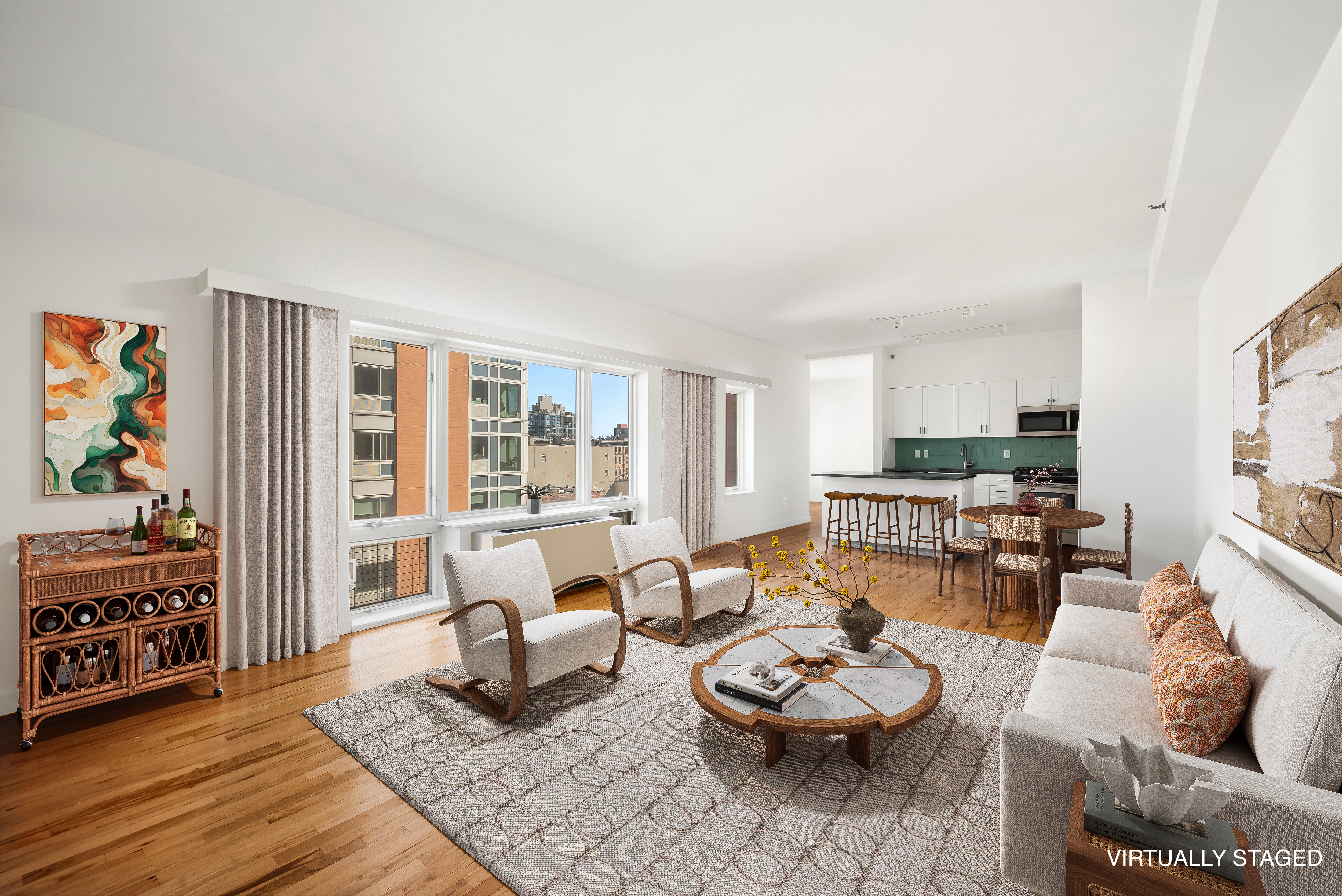 a living room with furniture and a window